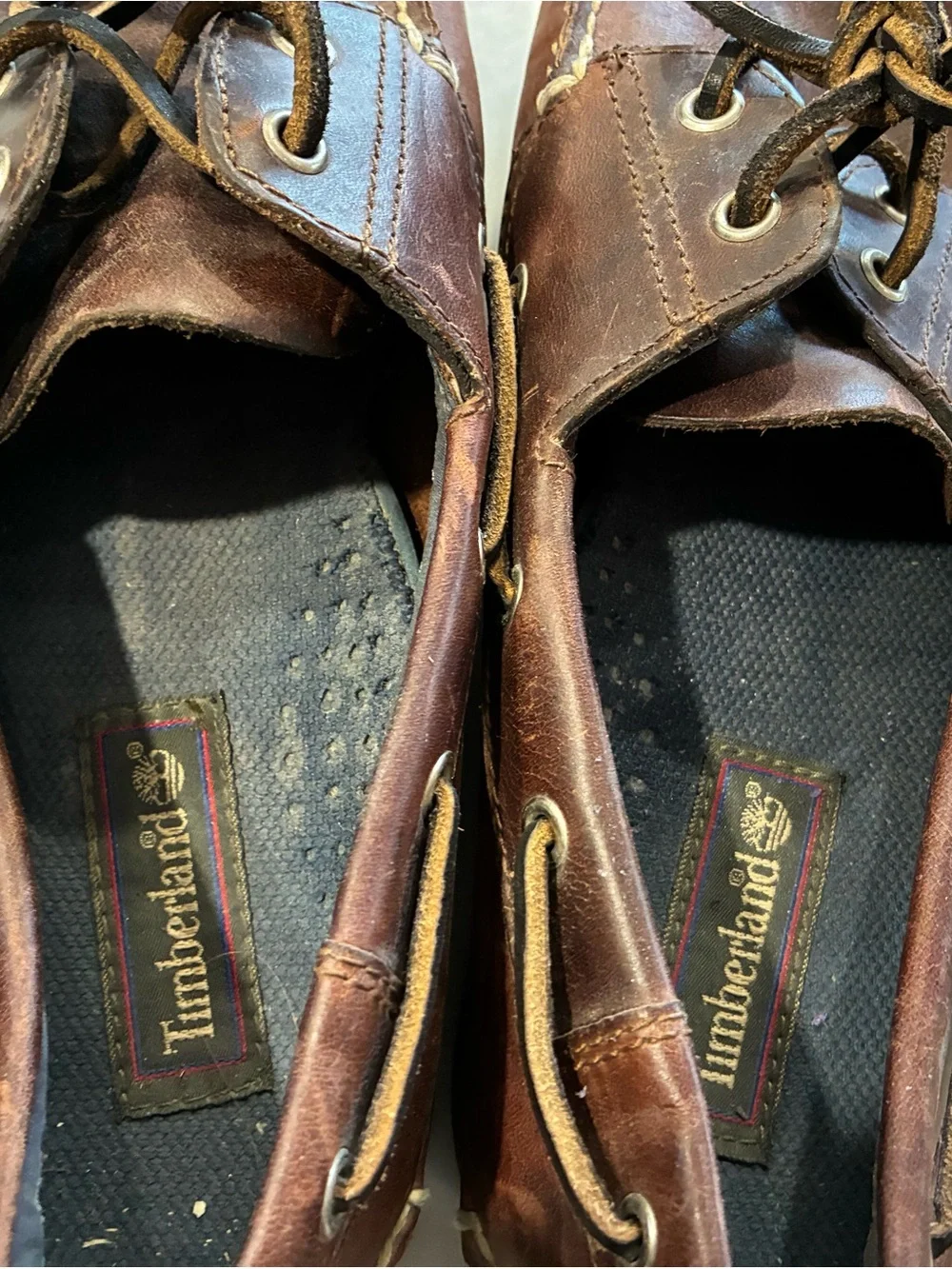 Timberland Men's Handsewn Brown Leather Classic 2 Eye Boat Shoes Sz 12 M